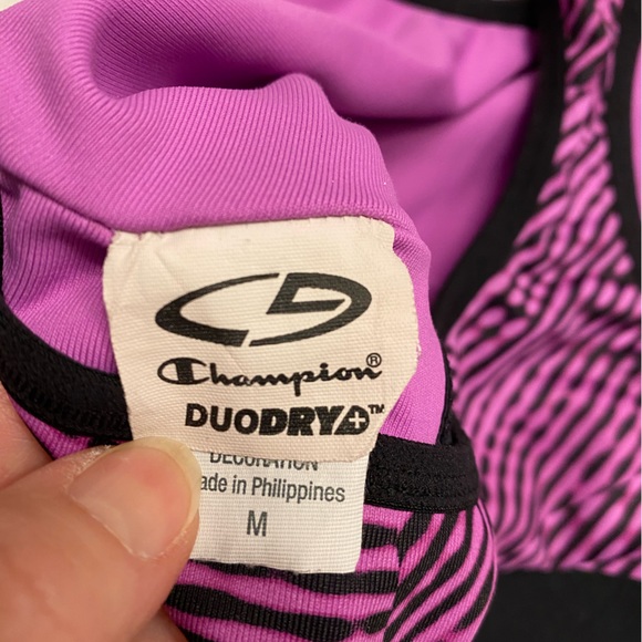 3/$30* Champion DuoDry+ Medium Black Design Sports Bra Lilac Pink Purple VGUC - Picture 5 of 10